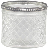 Small Patterned Glass Tealight Holder with Metallic Pearl Edge - Versatile Flowerpot Vase - Home Deco London