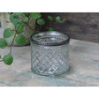 Small Patterned Glass Tealight Holder with Metallic Pearl Edge - Versatile Flowerpot Vase - Home Deco London