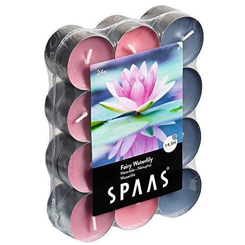 Spaas 24 Fairy Waterlily Tealight Candles - Assorted Scented, 4.5 Hour Burn Time - Home Deco London