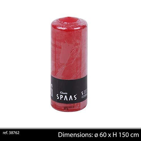 Spaas 60/150 Red Pillar Candle 45 Hours Burn Time - Home Deco London