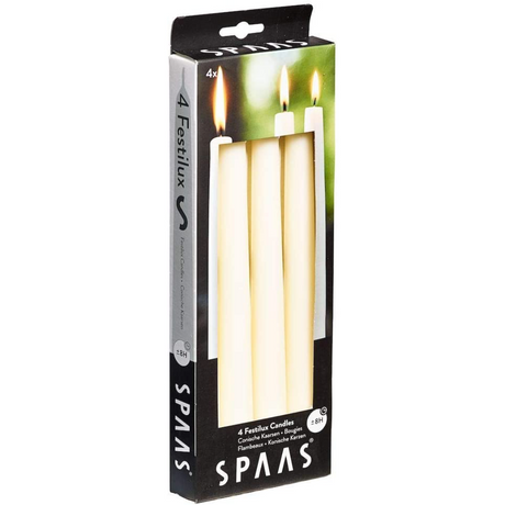 Spaas Festilux Ivory Dinner Candles - Elegant Tapered Design, Pack of 4, Long Burn Time - Home Deco London