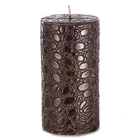 Spicewood Scented Large Pillar Candle - Crocodile Skin Design, 130 Hours Burn Time, Gift Boxed - Home Deco London