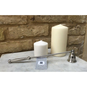 Stylish Nickel Finish Candle Snuffer Metal - Perfect for Taper, Tealight, and Pillar Candles - Home Deco London