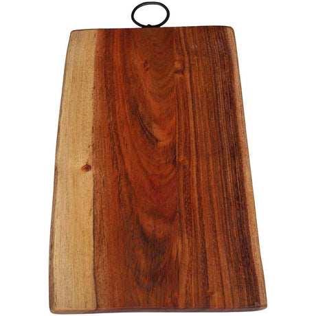 Stylish Small Tapas Serving Board With Iron Handle, Acacia Wood, 27x18 cm - Home Deco London