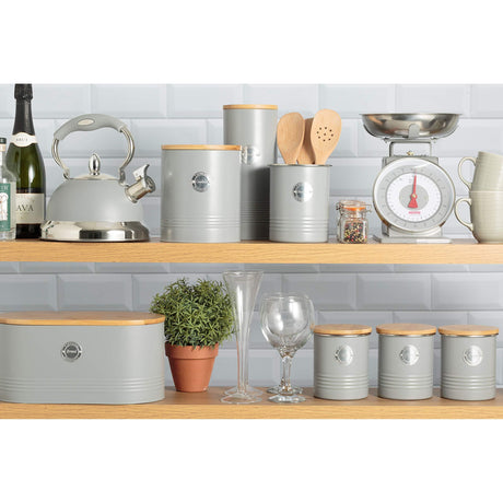 Typhoon Living Grey Bread Bin with Bamboo Lid - Stylish Storage for Fresh Bread - Home Deco London