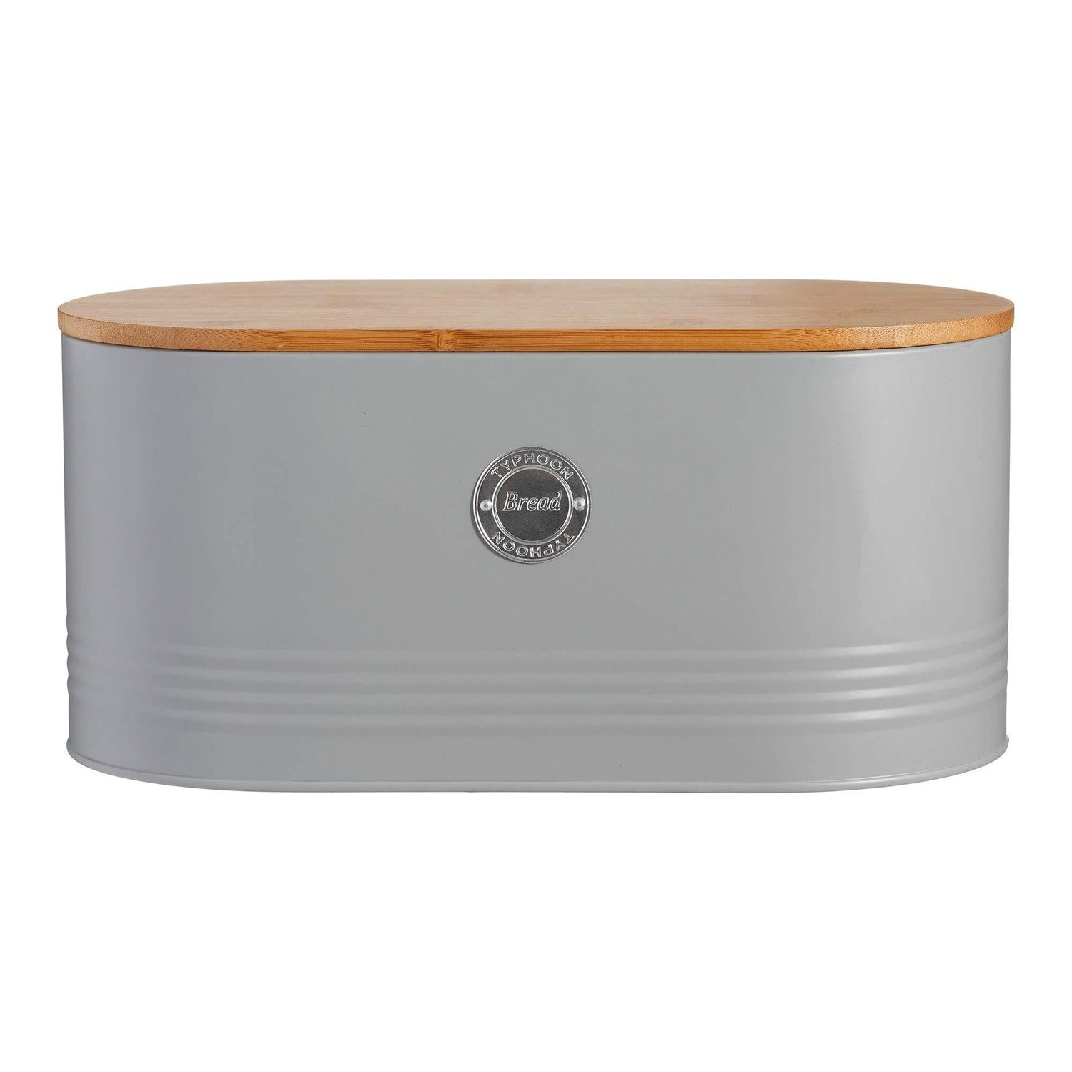Typhoon Living Grey Bread Bin with Bamboo Lid - Stylish Storage for Fresh Bread - Home Deco London