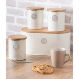 Lifestyle image of Typhoon Living Tea Coffee and Sugar Storage Set of 3 Cream on a kitchen countertop.