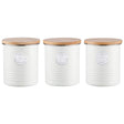 Typhoon Living Tea Coffee and Sugar Storage Set of 3 Cream, stylish tea coffee storage set with bamboo lids.
