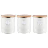 Typhoon Living Tea Coffee and Sugar Storage Set of 3 Cream, stylish tea coffee storage set with bamboo lids.