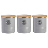 Typhoon Living Tea Coffee and Sugar Storage Set of 3 Grey, stylish tea coffee sugar canisters for your kitchen.
