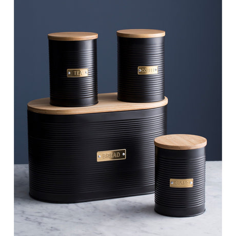 Sophisticated Typhoon Otto Black Coffee Storage showcasing the airtight coffee container's bamboo lid.
