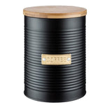 Typhoon Otto Black Coffee Storage 1.4 Litre, an elegant airtight coffee container with a ribbed design.