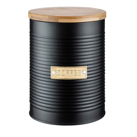 Typhoon Otto Black Coffee Storage 1.4 Litre, an elegant airtight coffee container with a ribbed design.