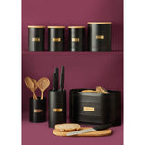 Durable Typhoon Otto Black Sugar Storage 1.4 Litre - robust black sugar storage canister made from coated steel.