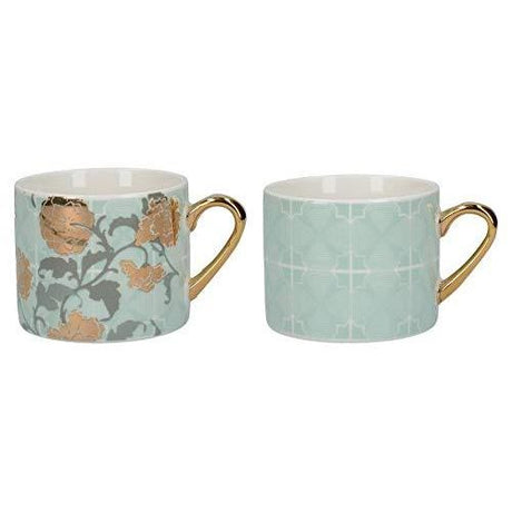 Victoria And Albert Decadence Espresso Mug Set Of 2 - Fine China Mugs With Gold Dipped Handles - Home Deco London