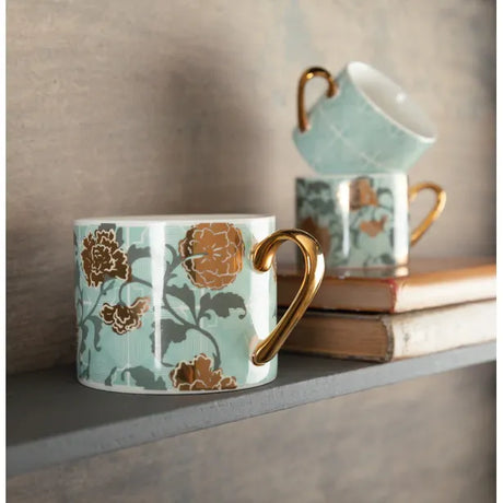 Victoria And Albert Decadence Espresso Mug Set Of 2 - Fine China Mugs With Gold Dipped Handles - Home Deco London